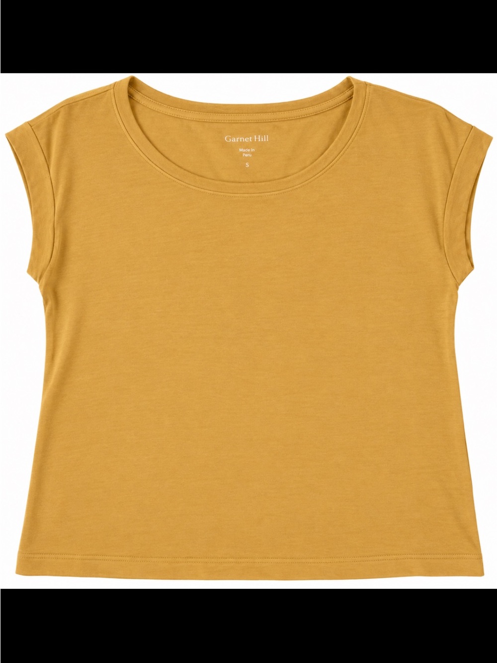 Garnet Hill Mustard Yellow Short Sleeve Crewneck Tee